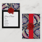 CARTE DE VISITE DOMMASQUE BLEU VERT & NOIR, MONOGRAMME DE SCEAU DE (Devant / Derrière)