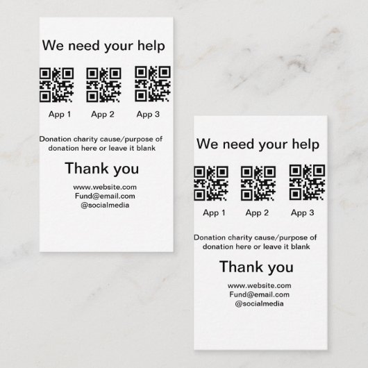 Carte De Visite Donation Collection conseil pot ajouter votre q r  (Devant / Derrière)