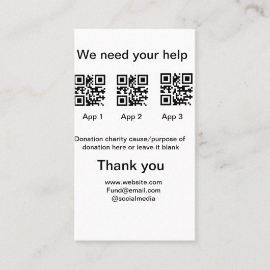 Carte De Visite Donation Collection conseil pot ajouter votre q r  (Devant)