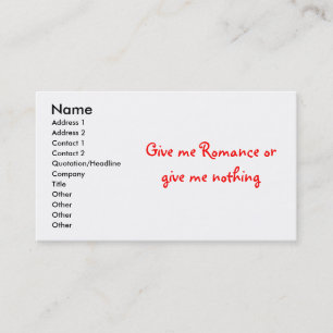 Carte De Visite Donnez-moi Romance ou ne me donnez rien -cartes de