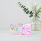 Carte De Visite donut logo faux pastel glitter  (Debout devant)