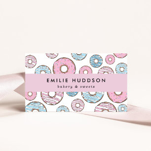 Carte De Visite Donuts Roses, Donuts Bleus, Boutique De Gâteaux, B