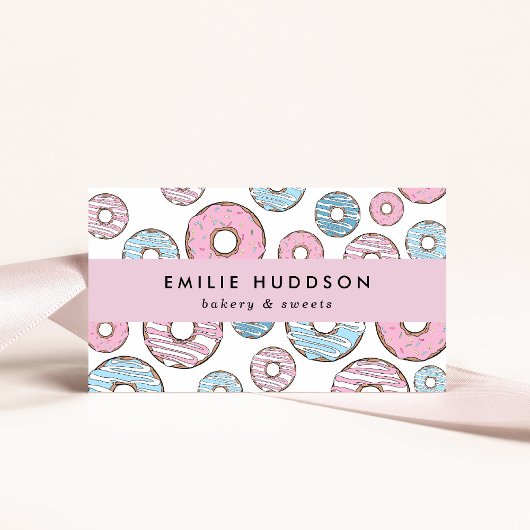 Carte De Visite Donuts Roses, Donuts Bleus, Boutique De Gâteaux, B