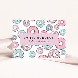 Carte De Visite Donuts Roses, Donuts Bleus, Boutique De Gâteaux, B