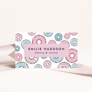 Carte De Visite Donuts Roses, Donuts Bleus, Boutique De Gâteaux, B