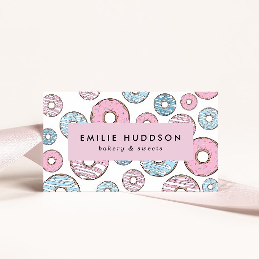 Carte De Visite Donuts Roses, Donuts Bleus, Boutique De Gâteaux, B
