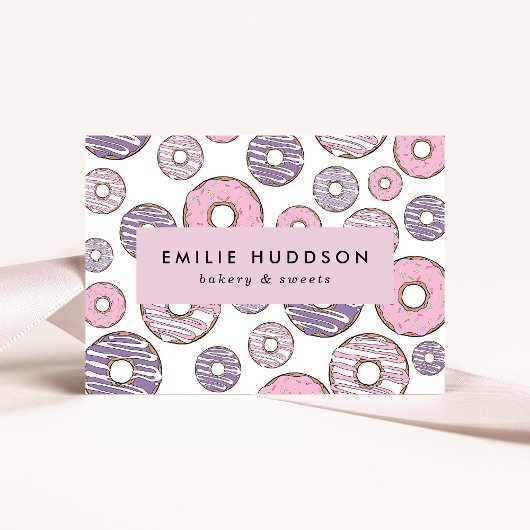 Carte De Visite Donuts Roses, Donuts Violets, Boutique De Gâteaux,