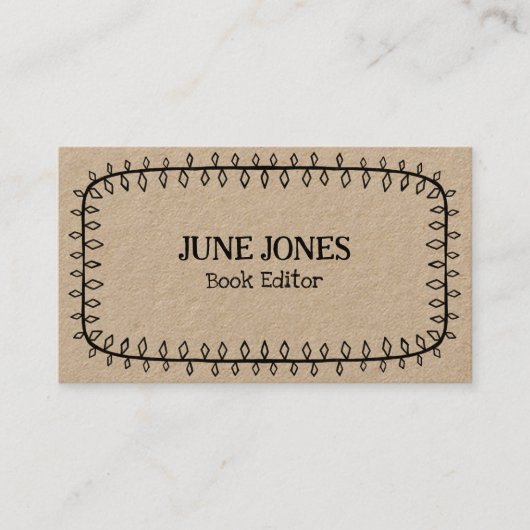 Carte De Visite Doodle de cadre fait main Whimsical Custom Kraft (Devant)