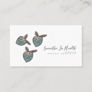 Carte De Visite Doodle de fraise à l'aquarelle rose bleu 