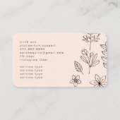 Carte De Visite Doodle floral Doula Services de naissance (Dos)