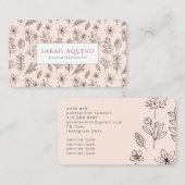 Carte De Visite Doodle floral Doula Services de naissance (Devant / Derrière)