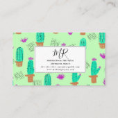 Carte De Visite Doodles Cactus Green | Vert (Dos)