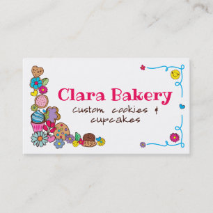 Carte De Visite Doodles cookies cupcakes fleurs boulangerie bonbon