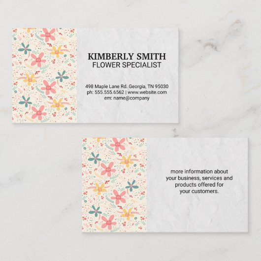 Carte De Visite Doodles de fleurs (Devant / Derrière)