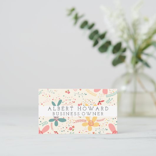 Carte De Visite Doodles de fleurs (Debout devant)