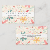 Carte De Visite Doodles de fleurs (Devant / Derrière)