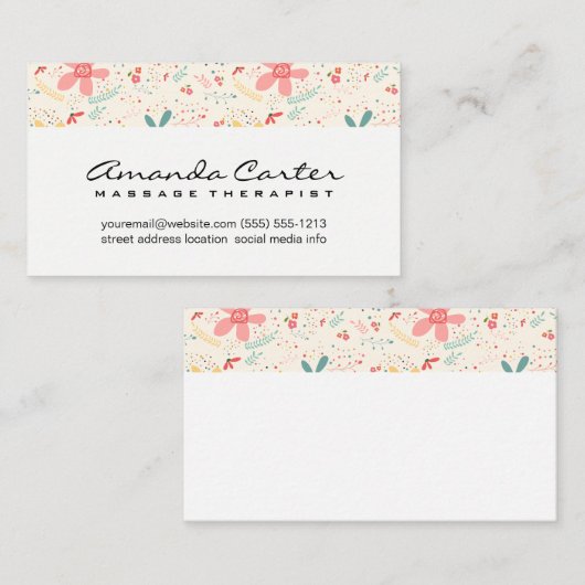 Carte De Visite Doodles de fleurs (Devant / Derrière)