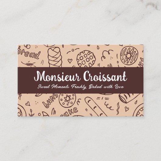 Carte De Visite Doodles d'illustration de boulangerie (Devant)