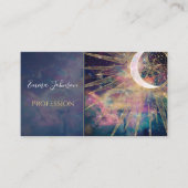 Carte De Visite Doodles dorés de Nebula Sun Moon Mandala (Devant)