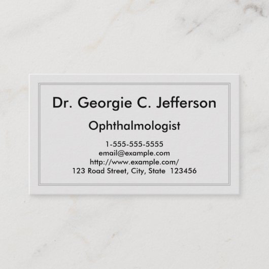 Carte de visite d'ophtalmologiste simple et simple (Devant)