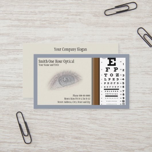Carte de visite d'optométristes (Devant/Arrière en situation)