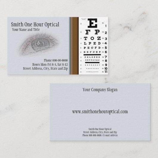 Carte de visite d'optométristes (Devant / Derrière)