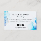 Carte de visite d'or bleu aquarelle (Dos)