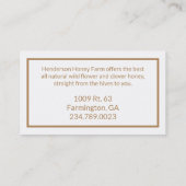 Carte de visite d'or d'abeille de miel (Dos)