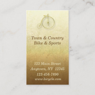 Carte de visite d'or de bicyclette