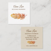 Carte de visite d'or élégant de carré de plume (Devant / Derrière)