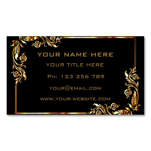 Carte de visite d'or noir magnétique votre propre  (devant)