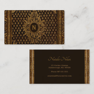 Carte de visite d'or ornemental avec votre Monogra