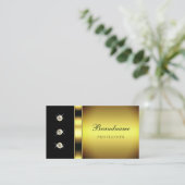 Carte De Visite Doré de luxe avec dos et diamants scintillants (Debout devant)