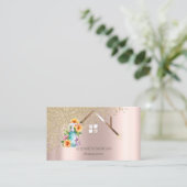 Carte De Visite Doré Diamants Floral Spray Maison de nettoyage de  (Debout devant)
