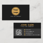 Carte de visite doré et noir avec QR (Devant / Derrière)