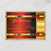 Carte De Visite Doré et rouge flashy avec diamants Faux chatoyants (Dos)