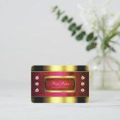 Carte De Visite Doré glamour avec marbre rouge et diamants Faux (Debout devant)