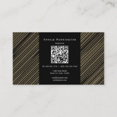 Carte De Visite Doré moderne rayures Qr et logo (Dos)