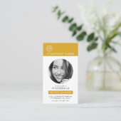 Carte De Visite Doré | Photo moderne noir blanc QR Code (Debout devant)