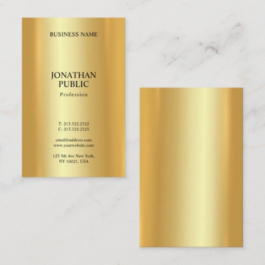 Carte De Visite Doré professionnel moderne élégant tendance (Devant / Derrière)