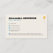 Carte de visite d'organisateur de fête (Dos)