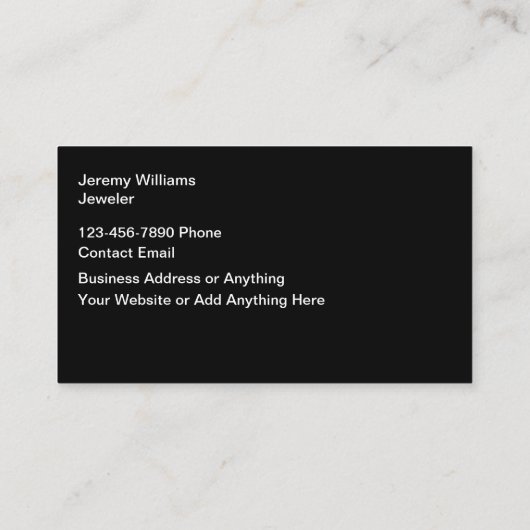 Carte de visite d'origine bijouterie classique (Dos)