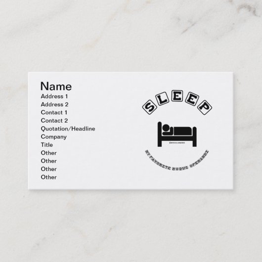 Carte De Visite Dorment mon mode de fonctionnement préféré (Devant)