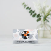 Carte De Visite Dossier de vinyle | Géométrique rétro | Métal (Debout devant)