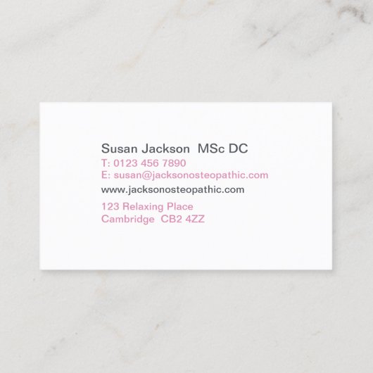 Carte de visite d'ostéopathie (Dos)