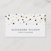 Carte De Visite Dots Confetti Jaune, Rose, Gris et Noir Moderne (Devant)
