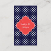 Carte De Visite Dots Coral Name Monogram (Dos)