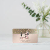 Carte De Visite Dots modernes Confetti Machine à coudre florale (Debout devant)