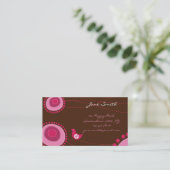 Carte De Visite Dots roses de Whimsical Flowers Oiseaux Chic tenda (Debout devant)