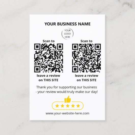 Carte De Visite Double code QR blanc Scanner pour évaluer l'entrep (Devant)